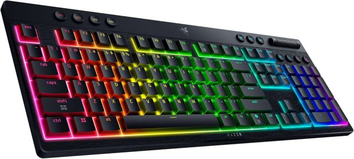 Клавіатура механічна BlackWidow V4 Low-profile HyperSpeed, 104key, Yellow Switch, USB-A/WL/BT, EN, RGB, чорний