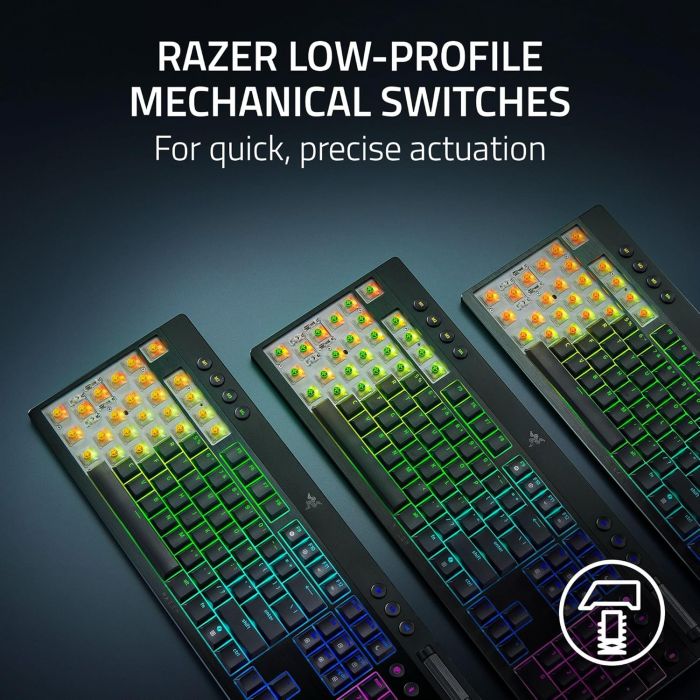 Клавіатура механічна BlackWidow V4 Low-profile HyperSpeed, 104key, Orange Switch, USB-A/WL/BT, EN, RGB, чорний