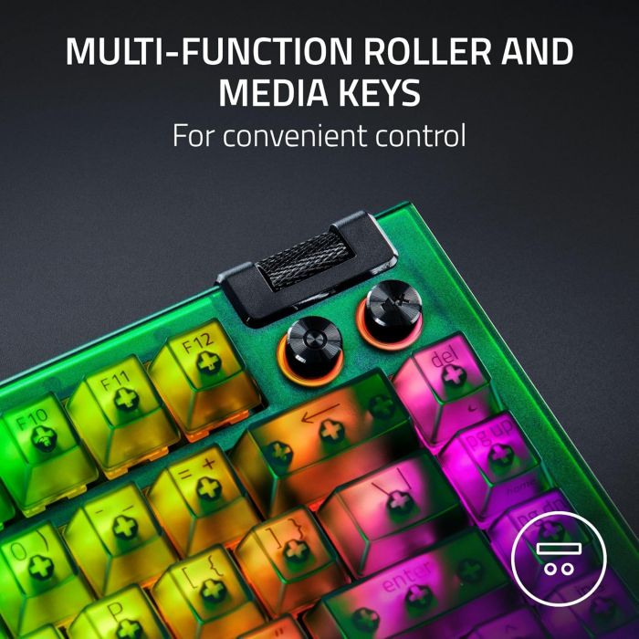 Клавіатура механічна Razer BlackWidow V4 75%, 83key, Mechanical Tactile Switch GEN-3, USB-A, EN, RGB, Phantom Green Ed.