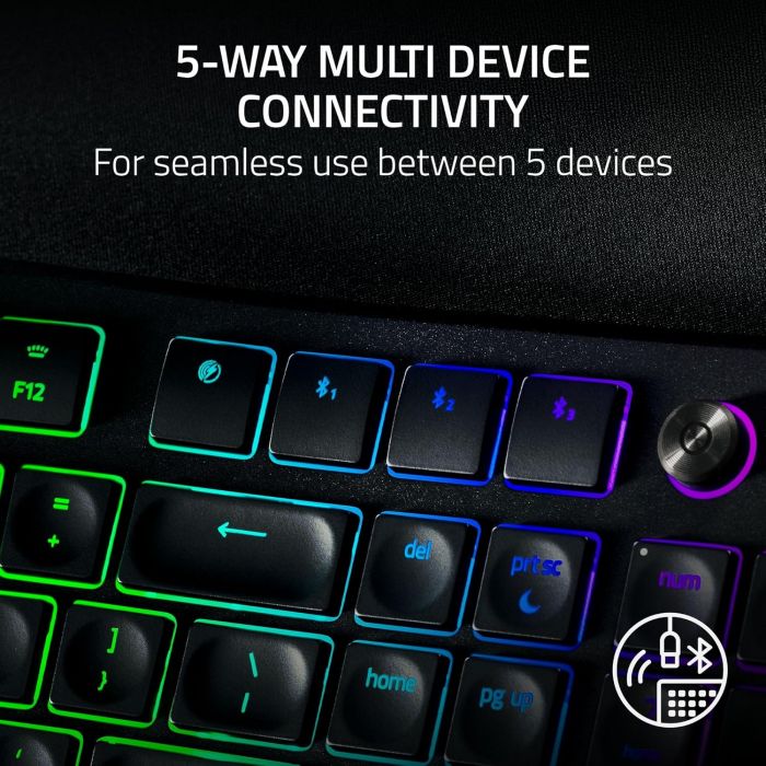 Клавіатура мембранна Razer Pro Type Ergo, 118key, USB-A/WL/BT, EN, RGB, чорний