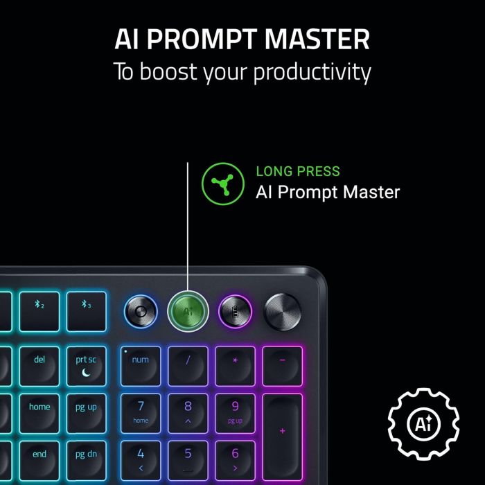 Клавіатура мембранна Razer Pro Type Ergo, 118key, USB-A/WL/BT, EN, RGB, чорний