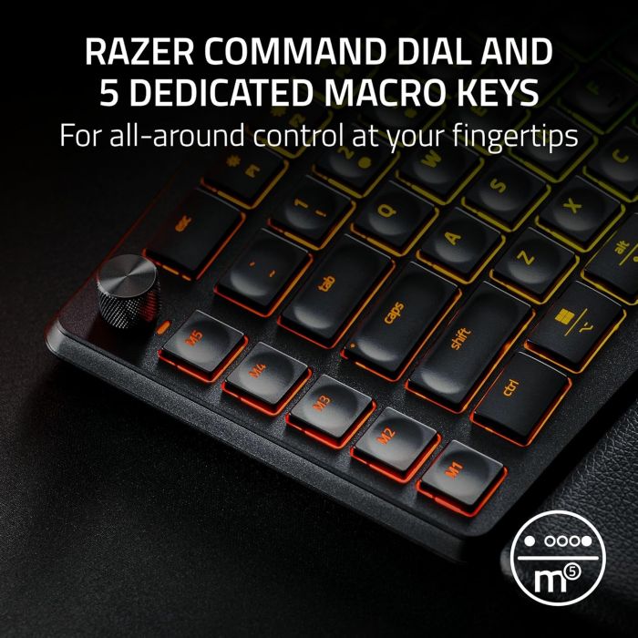 Клавіатура мембранна Razer Pro Type Ergo, 118key, USB-A/WL/BT, EN, RGB, чорний