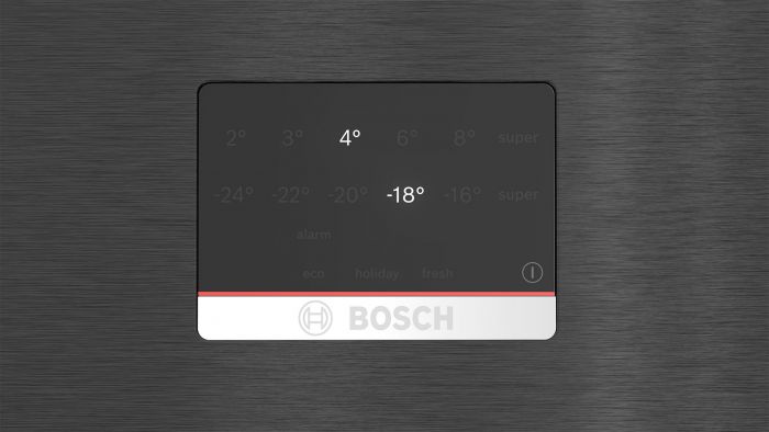 Холодильник Bosch з нижн. мороз., 186x75x80, xолод.відд.-406л, мороз.відд.-120л, 2дв., E, NF, дисплей, інв., чорний