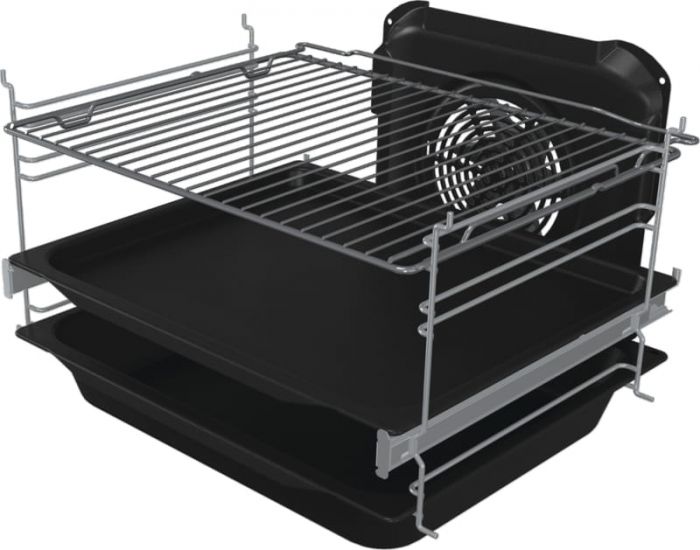 Плита Gorenje комбінована, 70л, 50x60см, металева кришка, дисплей, IconLed, емальовані, сірий
