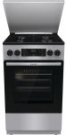 Плита Gorenje комбінована, 70л, 50x60см, металева кришка, дисплей, IconLed, емальовані, сірий