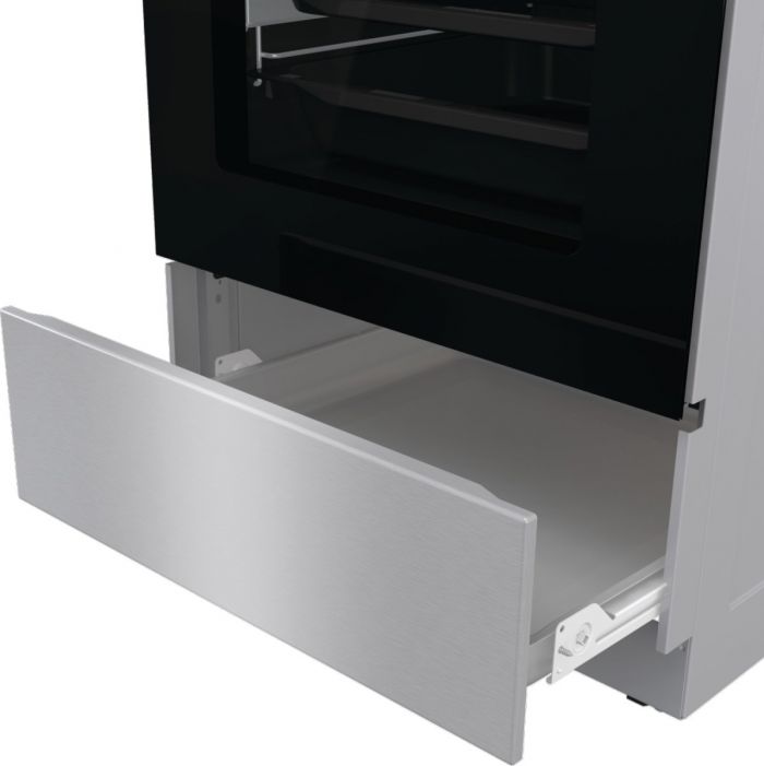 Плита Gorenje комбінована, 70л, 50x60см, дисплей, IconLed, газ на склі, чавун, нерж