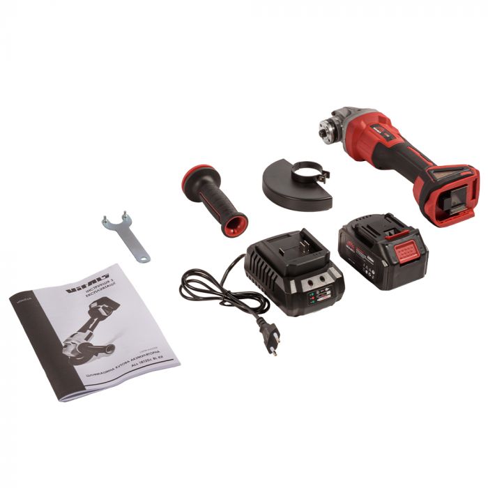 Шліфмашина кутова акумуляторна Vitals Master ALs 18125c BL Kit 125мм 18В акб 1х4А·год 7300об/хв кейс 2.55кг