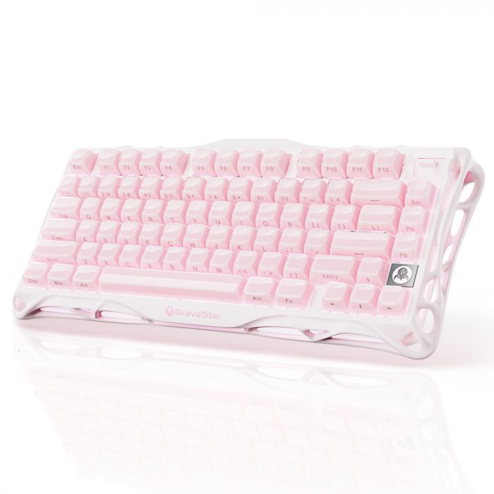 Клавіатура механічна GravaStar Mercury K1 80keys, GravaStar x Kailh Cheery Pink, EN, BT/WL/USB, Sakura Pink