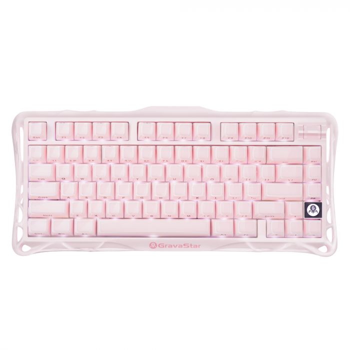 Клавіатура механічна GravaStar Mercury K1 80keys, GravaStar x Kailh Cheery Pink, EN, BT/WL/USB, Sakura Pink