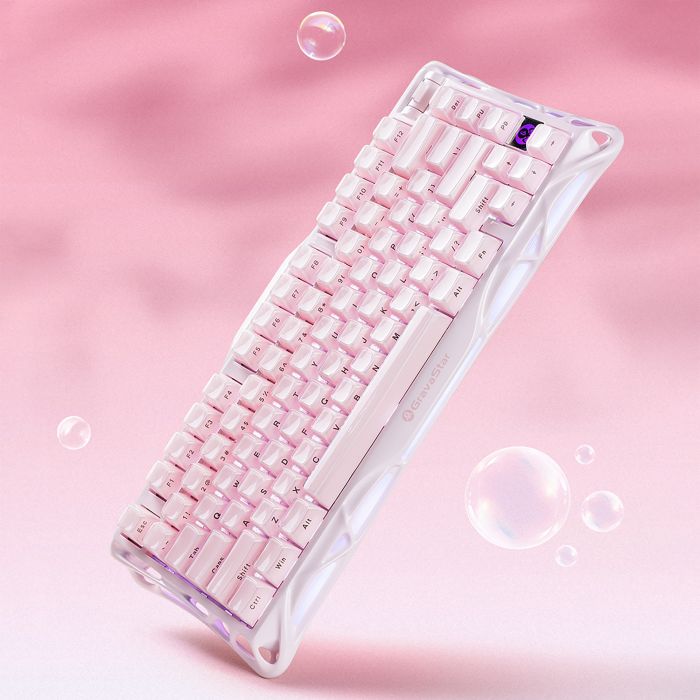 Клавіатура механічна GravaStar Mercury K1 80keys, GravaStar x Kailh Cheery Pink, EN, BT/WL/USB, Sakura Pink