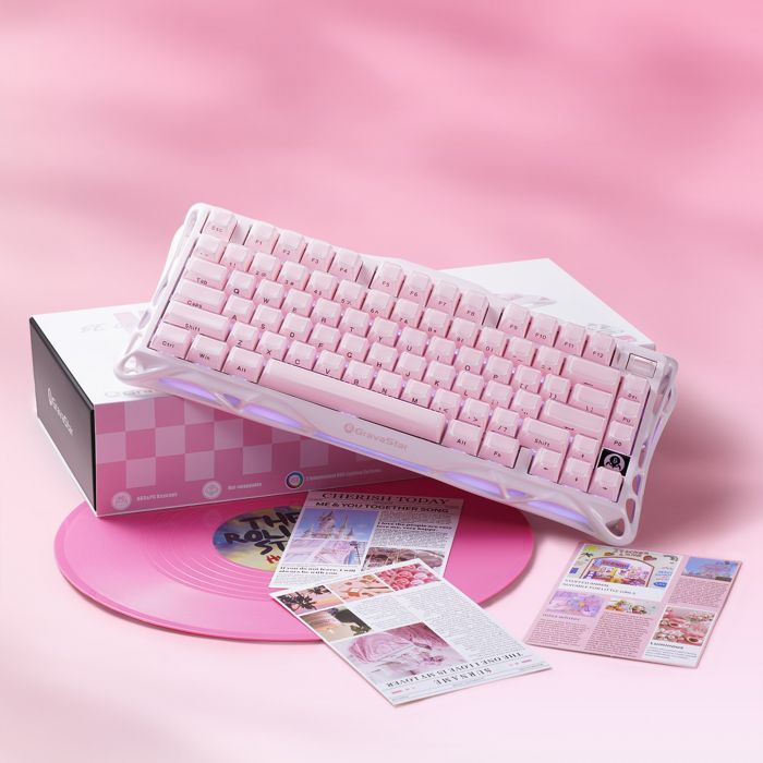 Клавіатура механічна GravaStar Mercury K1 80keys, GravaStar x Kailh Cheery Pink, EN, BT/WL/USB, Sakura Pink