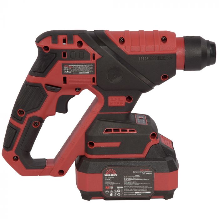 Перфоратор акумуляторний Vitals Master ARa 1812c BL Kit 18В акб 1х4.0А·год 1.7Дж 0-3000уд/хв 0-750об/хв IP21 ЗП 1.25кг