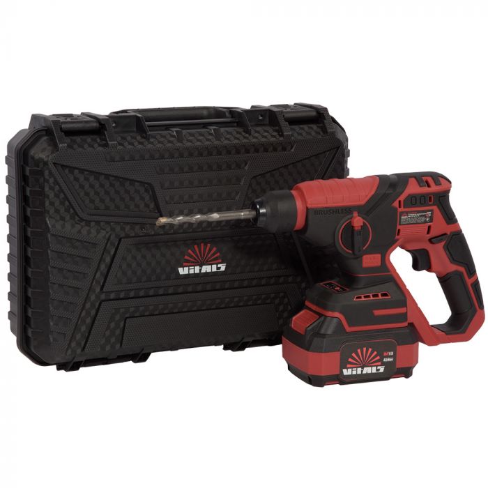 Перфоратор акумуляторний Vitals Master ARa 1812c BL Kit 18В акб 1х4.0А·год 1.7Дж 0-3000уд/хв 0-750об/хв IP21 ЗП 1.25кг