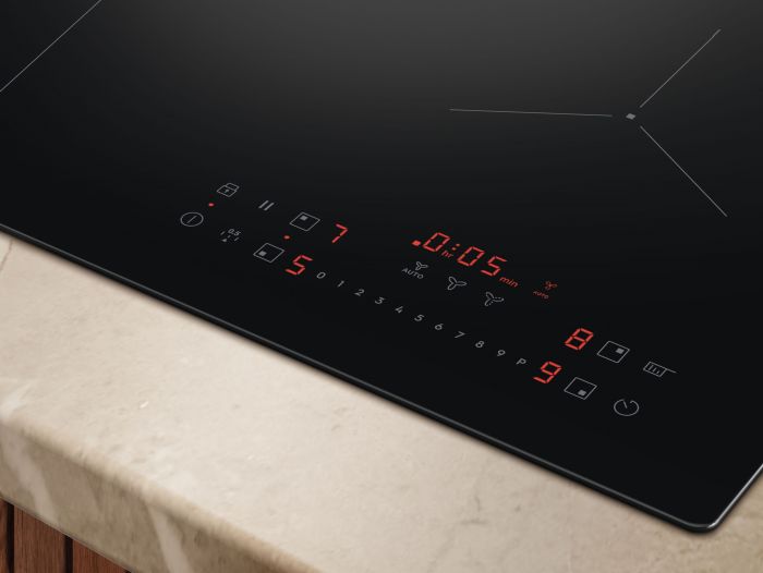 Варильна поверхня Electrolux індукційна, 60см, розширена зона, вбудована витяжка,  чорний