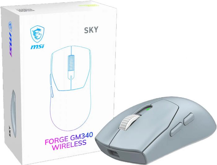Миша MSI FORGE GM340 W SKY, WIRELESS, RGB, WL, синій
