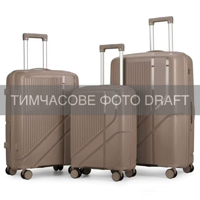Набір валіз 2E, M7969, поліпропілен, (L+M+S), 4 колеса, кодовий замок, шампань