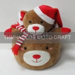 Набір ARDESTO Christmas 3 предмети: плед 90х75см, декор. іграшка 25см, корзинка D20см, 100% поліестер, коричневий