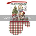 Рукавичка ARDESTO Christmas Bears 18х30см, 100% поліестер (верх), 100% бавовна (низ), зелений