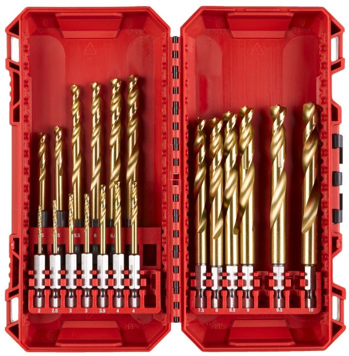 Набір свердел по металу Milwaukee RedHEX Shockwave HSS-TiN, 2-10мм, кейс, 19шт