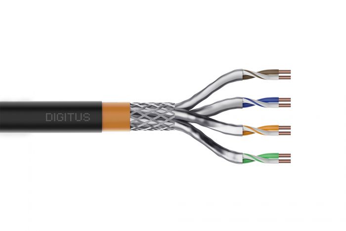 Кабель "вита пара" DIGITUS CAT 7 S-FTP, 500м, AWG 23/1, PE, зовнішній, чорний