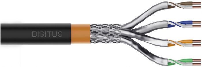 Кабель "вита пара" DIGITUS CAT 7 S-FTP, 500м, AWG 23/1, PE, зовнішній, чорний