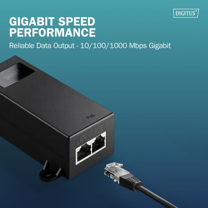 PoE-Інжектор DIGITUS PoE++ 802.3bt, 10/100/1000 Mbps, Output max. 48V, 60W