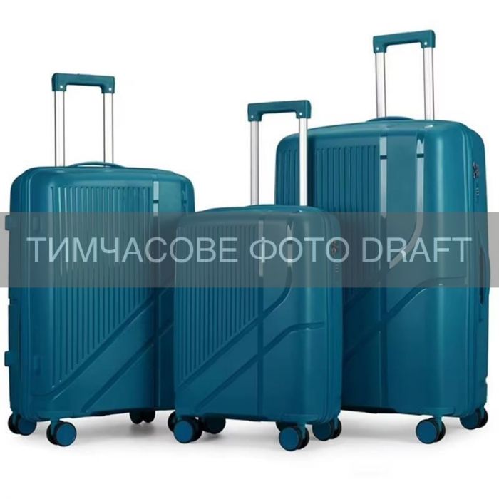Набір валіз 2E, M7969, поліпропілен, (L+M+S), 4 колеса, кодовий замок, синій