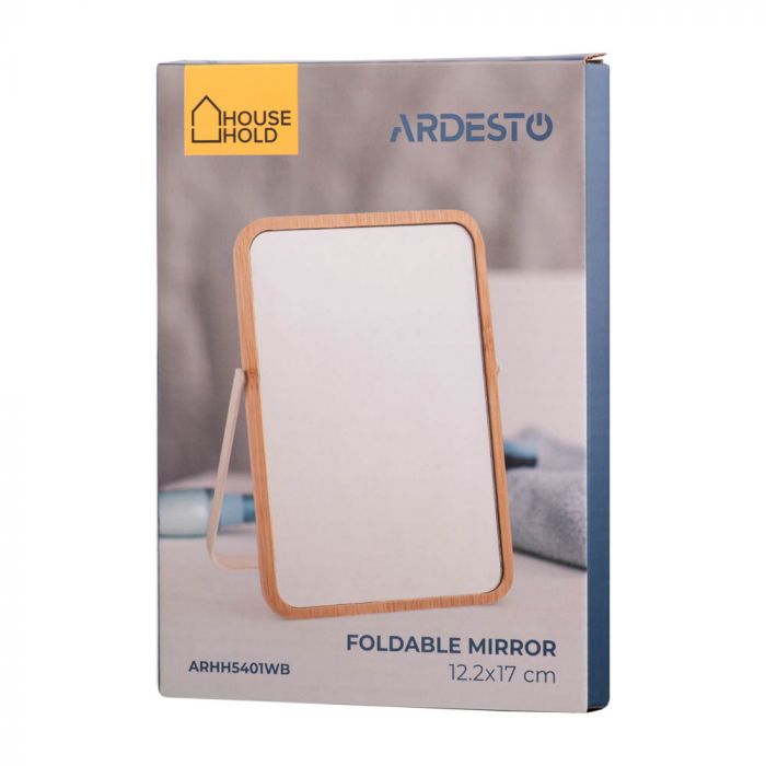 Дзеркало розкладне Ardesto 17,5x12,2x1,1см, скло, бамбук, метал, пластик, білий