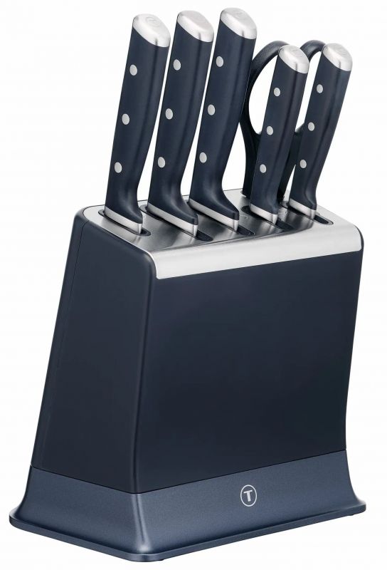 Набір ножів Tefal EverSharp Pro, з блоком, 6предметів, нержавіюча сталь, синій