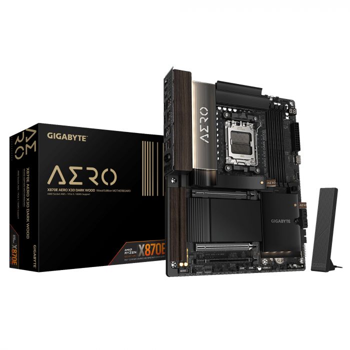 Материнська плата GIGABYTE X870E AERO X3D DK WOOD sAM5 X870 4xDDR5 M.2 Wi-Fi BT HDMI ATX