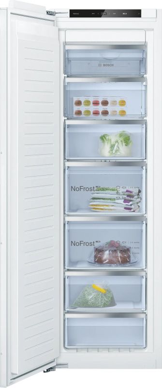 Морозильна камера Bosch вбудована, 177x55x55, 212л, 1дв., E, NF, білий