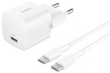 Зарядний пристрій мережевий Belkin 25Вт USB-С PD PPS, кабель USB-С > USB-C, 1м, PVC, білий