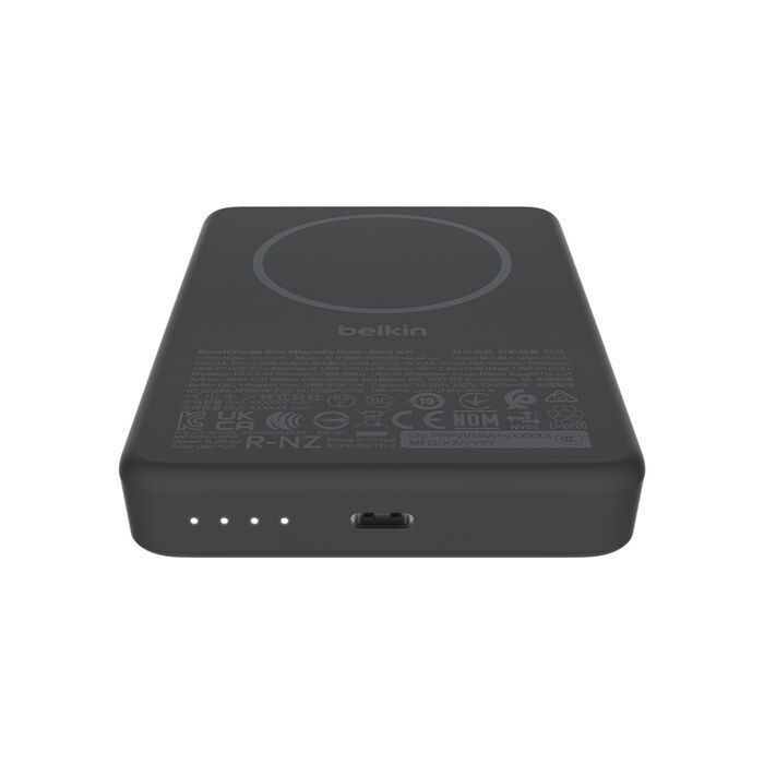 Акумулятор портативний літій-іонний Power Bank Belkin 10000мА·год, 15Вт, Slim Magnetic, чорний