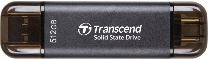 Портативний SSD Transcend  512GB USB 3.1 Gen 2 Type-A + Type-C ESD310 Чорний
