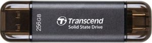 Портативний SSD Transcend  256GB USB 3.1 Gen 2 Type-A + Type-C ESD310 Чорний