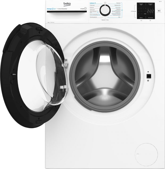 Пральна машина Beko фронтальна, 8кг, 1200, A, 50см, дисплей, інвертор, пара, білий