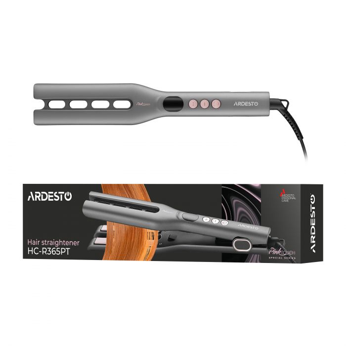 Випрямляч ARDESTO Pink Touch, 68Вт, 150-230C, кераміка, широкий, сірий+рожевий
