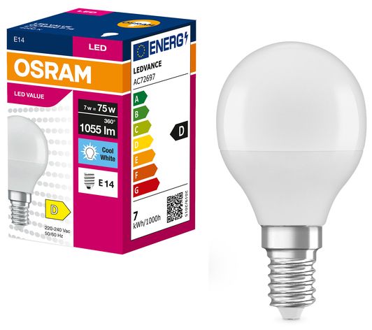 Лампа OSRAM LED VALUE CLASSIC P E14 7Вт 4000K 1055Лм