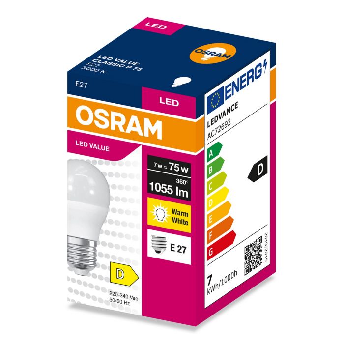 Лампа OSRAM LED VALUE CLASSIC P E27 7Вт 3000K 1055Лм