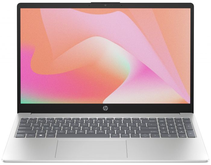Ноутбук HP 15-fd0112ua 15.6" FHD IPS AG, Intel N100, 8GB, F256GB, UMA, DOS, сріблястий