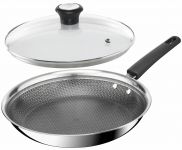 Сковорода Tefal Emotion+ Power, 28см, з кришкою, нержавіюча сталь, серцевина-алюміній, хромована сталь, бакеліт, скло