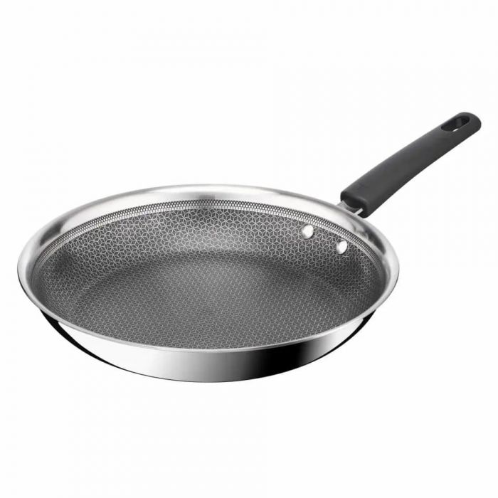 Сковорода Tefal Emotion+ Power, 24см, з кришкою, нержавіюча сталь, серцевина-алюміній, хромована сталь, бакеліт, скло