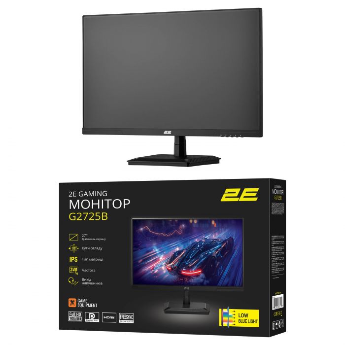 Монітор 2E GAMING 27" G2725B HDMI, DP, IPS, 240Hz, 1ms, FreeSync