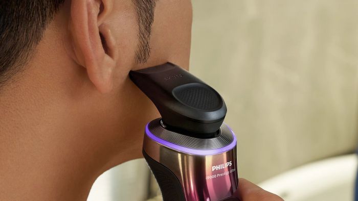 Бритва електр. Philips Series i9000 Prestige Ultra,  бритв.головок-3, Li-Ion, сух.+волог., індикатор заряду, твердий чохол, картридж для чищення, фіолетовий