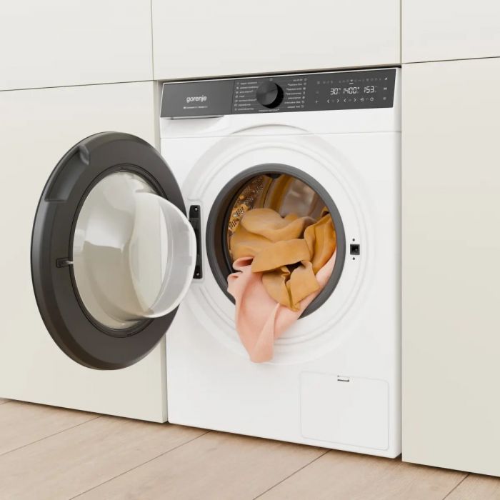 Пральна машина Gorenje фронтальна, 9кг, 1400, A+++, 54см, дисплей, інвертор, пара, Wi-Fi, білий