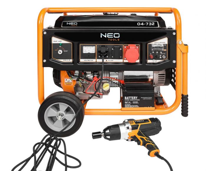 Генератор бензиновий Neo Tools 230/400В, 1/3 фази 7.0/7.5кВт, електростартер, IP23M, 90кг