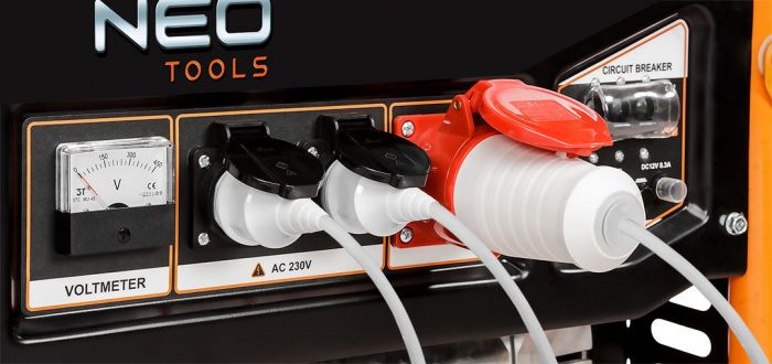 Генератор бензиновий Neo Tools 230/400В, 1/3 фази 7.0/7.5кВт, електростартер, IP23M, 90кг