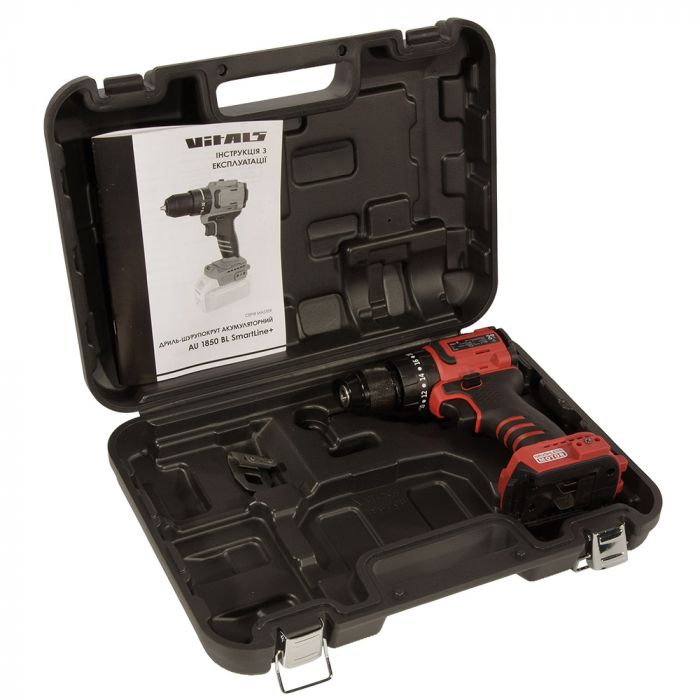 Шурупокрут-дриль акумуляторний Vitals Master AU 1850 BL SmartLine+ 18В 50Нм 0-450·1700об/хв кейс 0.9кг без АКБ та ЗП