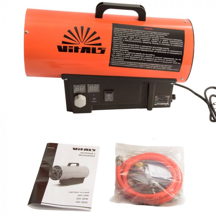Теплова гармата газова Vitals GH-304t, 30кВт, 150м2, 580м3/год, помаранчевий, 4.8кг