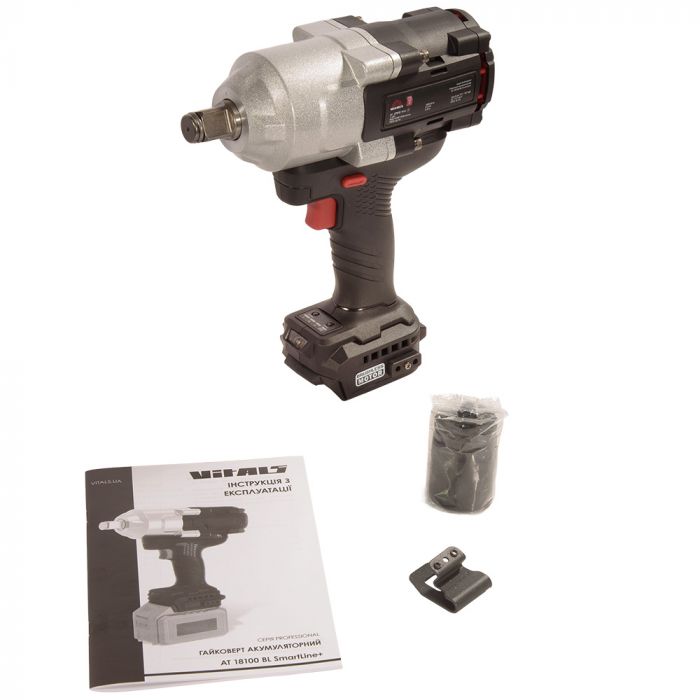 Гайковерт ударний акумуляторний Vitals Professional AT 18100 BL SmartLine+ 18В 1800об/хв 1000Нм 3/4" 3 швидкості 3.3кг без АКБ та ЗП